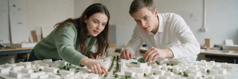 students-adding-green-roofs-to-a-city-scale-model