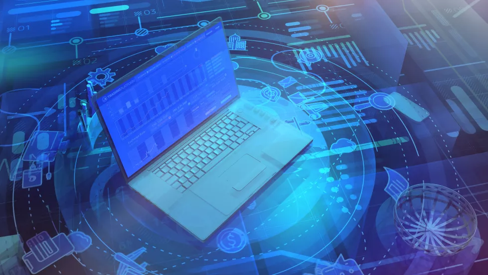 corporate-background-with-laptop-infographics-theme-business-around-world