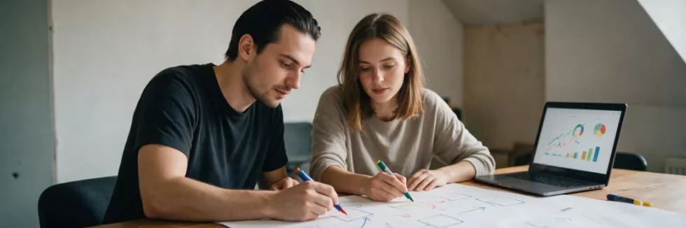 entrepreneurs-sketching-an-online-business-model