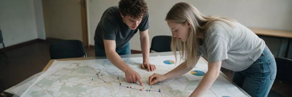 students-discussing-town-spending-over-a-district-map