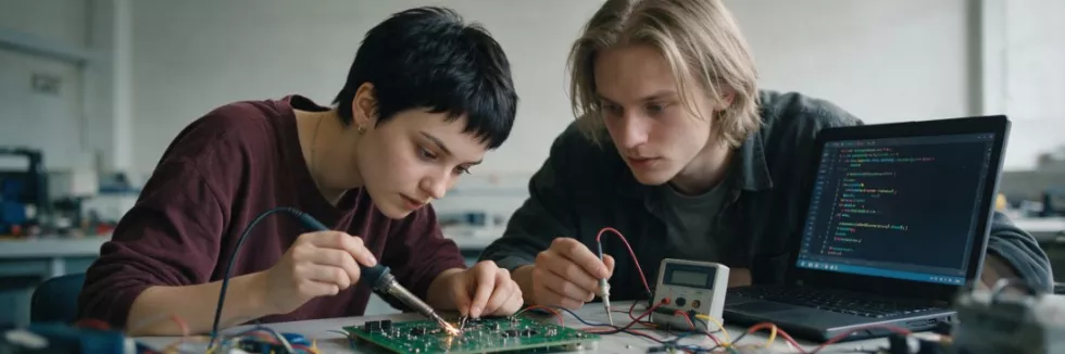 students-soldering-a-circuit-board-in-an-electronics-lab