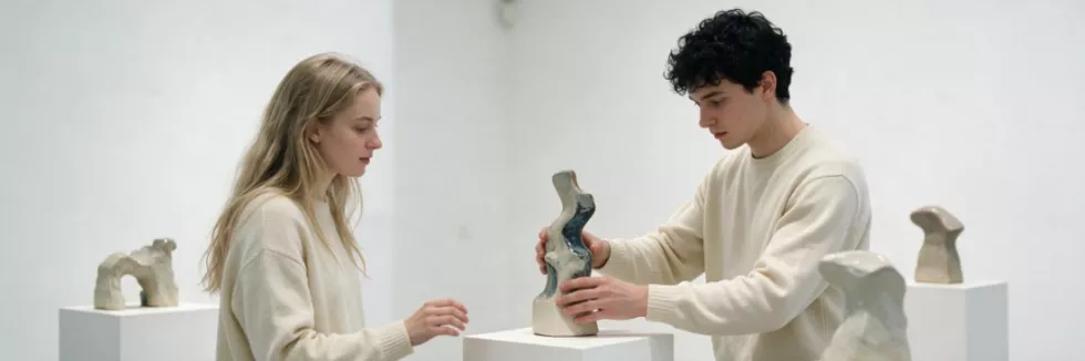 students-setting-up-a-small-art-exhibition-in-a-gallery