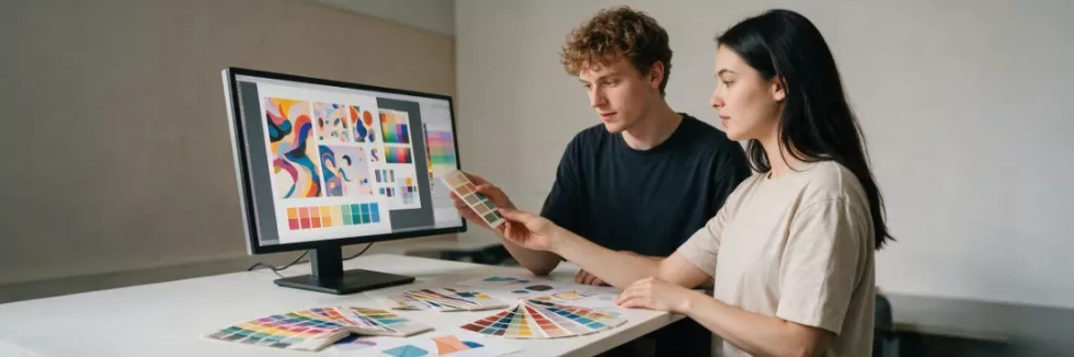 design-students-comparing-colour-swatches-at-a-desk