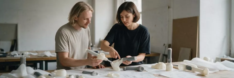 industrial-designers-comparing-product-prototypes-in-a-studio