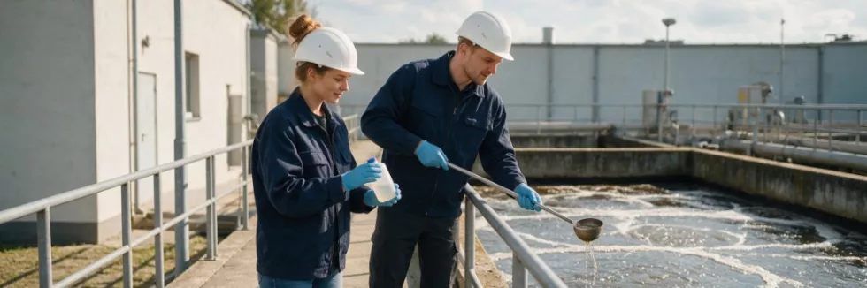 biotechnologists-sampling-activated-sludge-at-a-treatment-plant