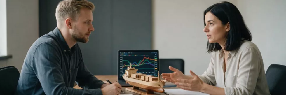 maritime-managers-discussing-strategy-beside-a-ship-model
