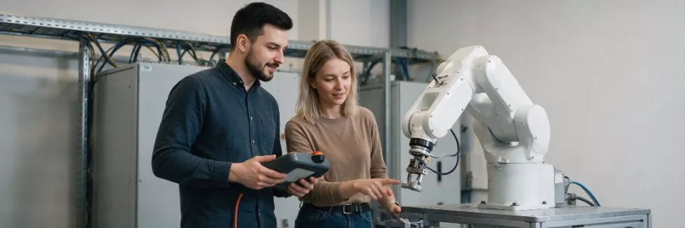engineers-programming-an-industrial-robot-arm-in-a-lab-test