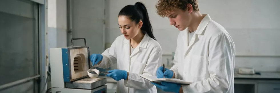 chemists-taking-a-ceramic-crucible-out-of-a-tube-furnace