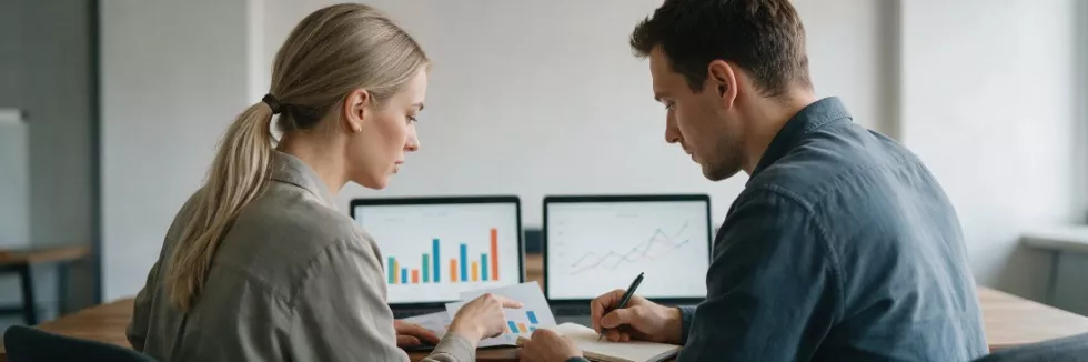 analysts-discussing-colourful-charts-on-laptops-test