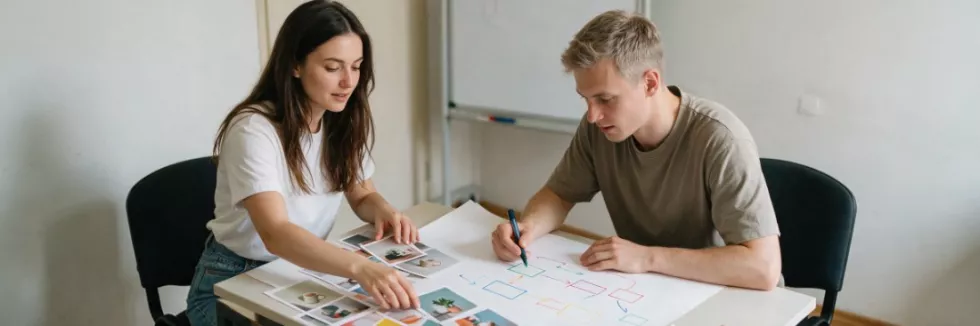 students-planning-a-social-media-campaign-with-photo-cards