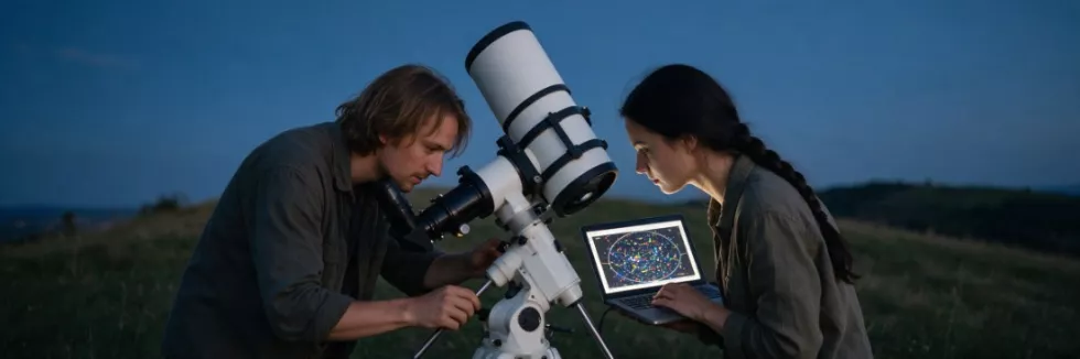 young-astronomers-setting-up-a-telescope-on-a-hill-at-dusk