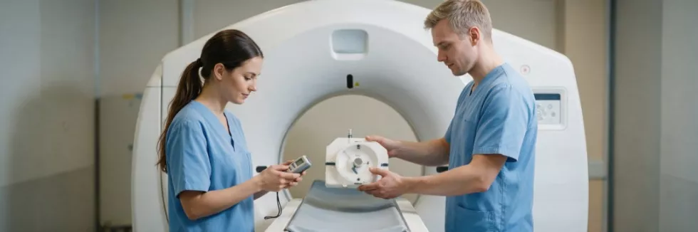 medical-physicists-calibrating-a-ct-scanner-with-a-phantom