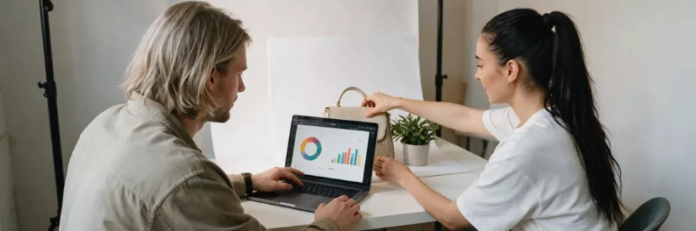 digital-marketers-preparing-a-product-shoot-and-reviewing-analytics