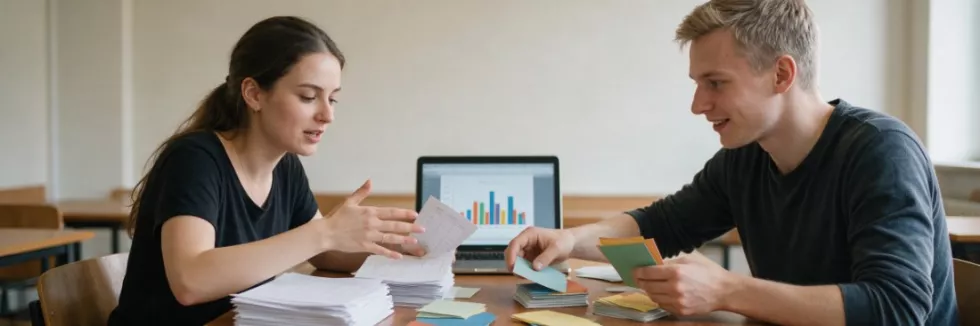 social-science-students-sorting-survey-results-at-a-table