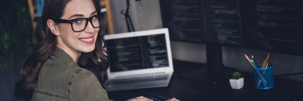 computer-programming-photo-of-smiling-cheerful-lady-system-admin