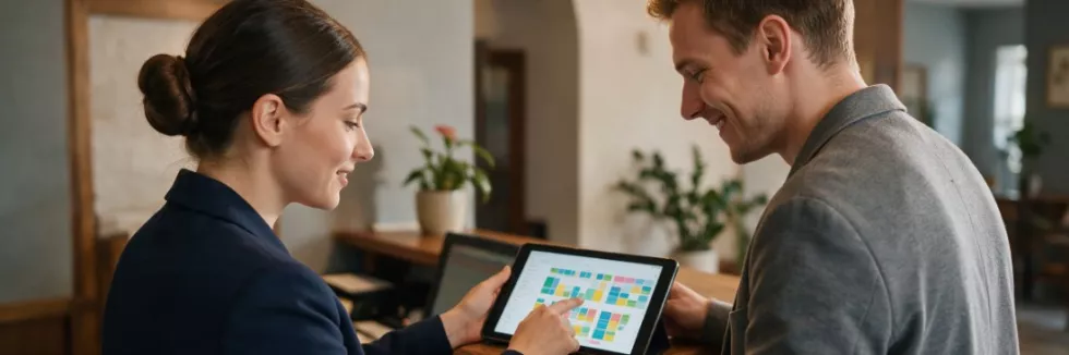 hotel-managers-reviewing-occupancy-charts-at-reception