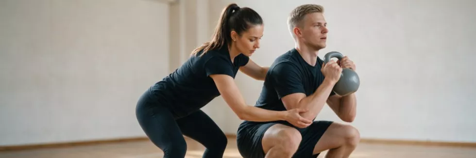 instructor-correcting-squat-technique-in-a-sports-hall