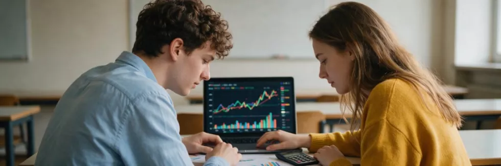 students-analysing-financial-charts-on-a-laptop
