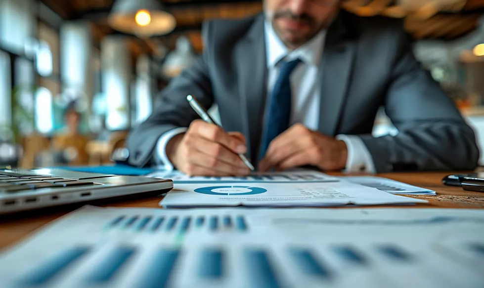 man-sits-table-with-pen-stack-papers-with-word-g-it