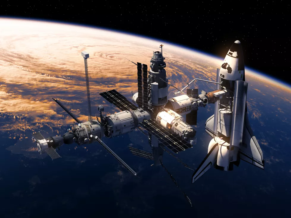 space-shuttle-space-station-orbiting-earth