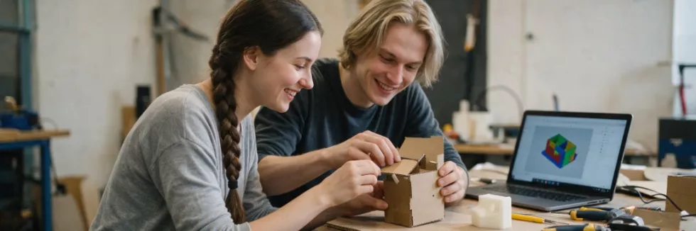 students-building-a-cardboard-prototype-in-a-makerspace