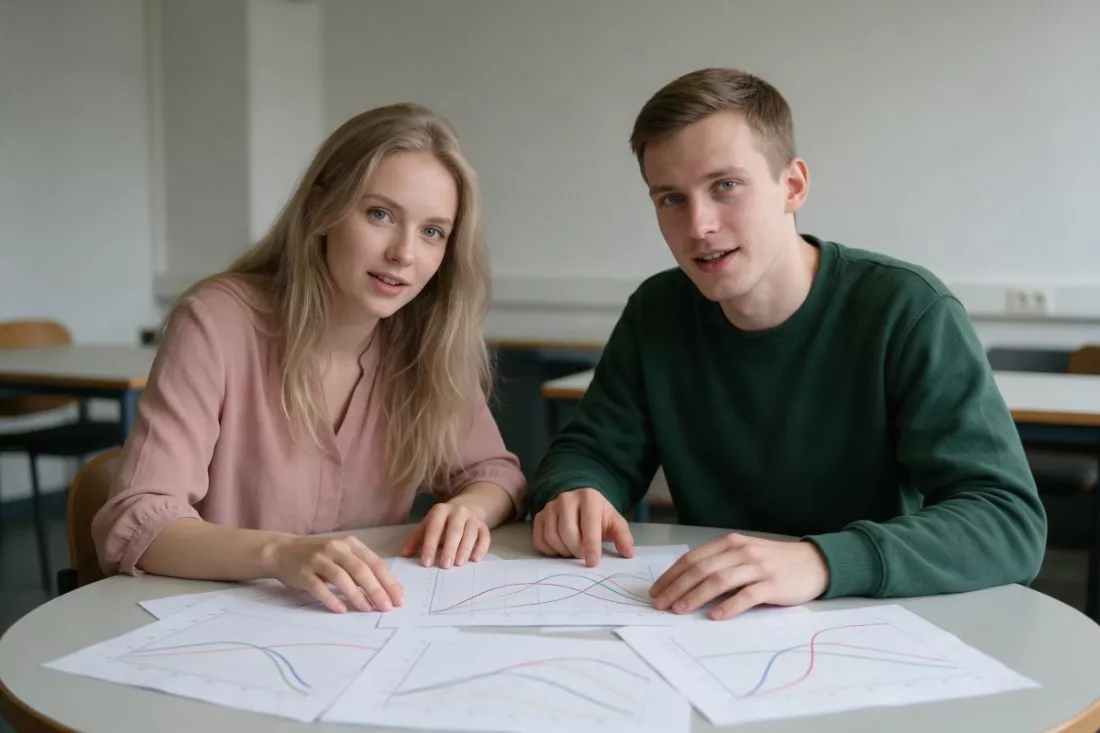 studenci-ekonomii-i-finansow-porownuja-wydrukowane-wykresy