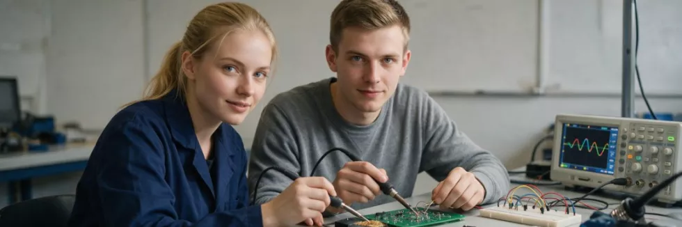 electronics-students-soldering-a-circuit-board-at-a-lab-bench