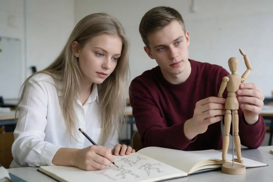 studenci-animacji-szkicuja-pozy-postaci-z-natury