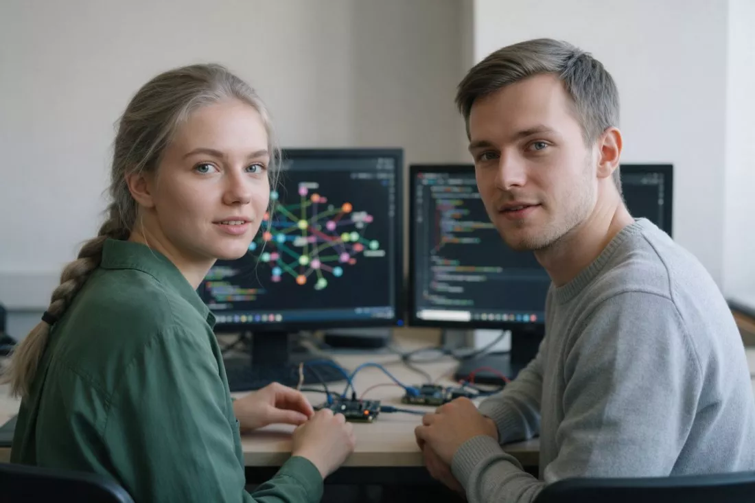 studenci-programuja-system-sieciowy-przy-dwoch-monitorach