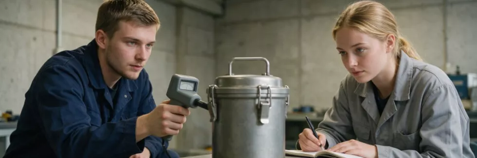 trainees-measuring-radiation-around-a-sealed-container