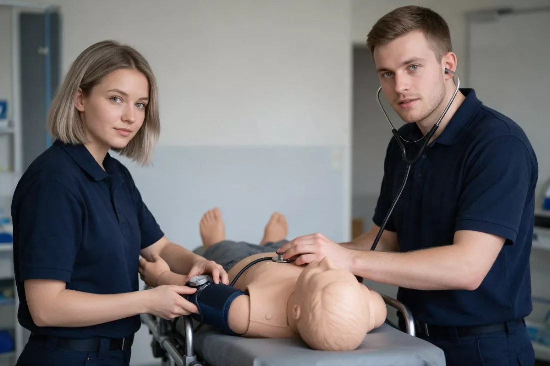 studenci-ratownictwa-podczas-cwiczen-w-sali-symulacji