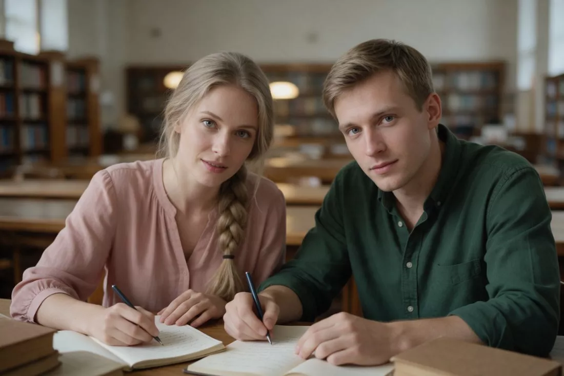 studenci-filozofii-i-religioznawstwa-czytaja-dawne-ksiegi-w-bibliotece