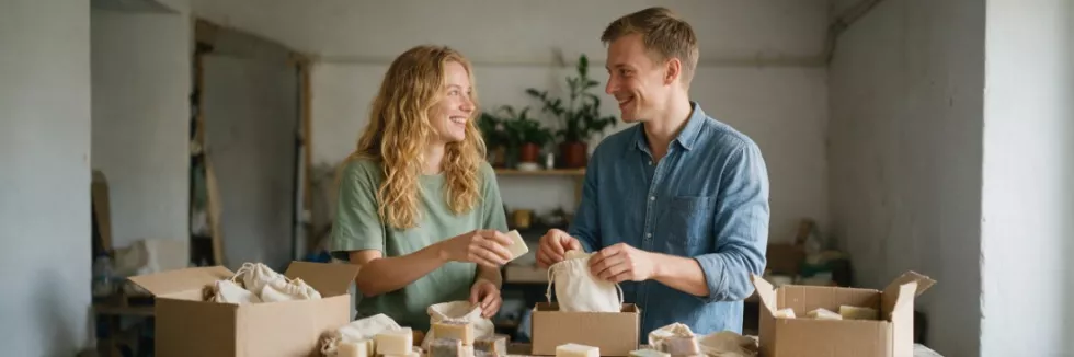 young-founders-packing-handmade-products-in-recycled-boxes
