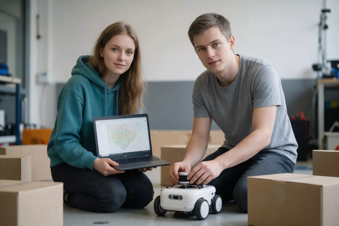 studenci-testuja-autonomicznego-robota-mobilnego-w-laboratorium