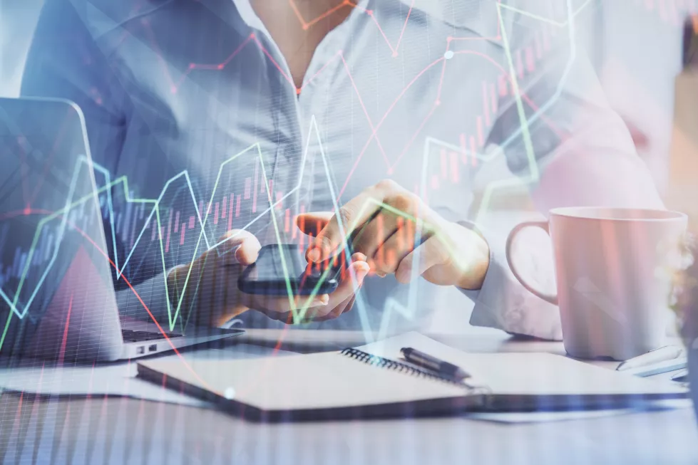 double-exposure-forex-chart-sketch-hologram-woman-holding-using-mobile-device-financial-market-concept