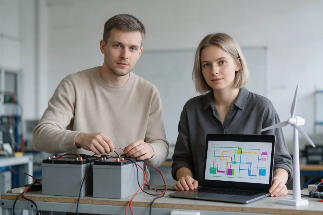 inzynierowie-testuja-magazyn-energii-i-model-turbiny-w-laboratorium