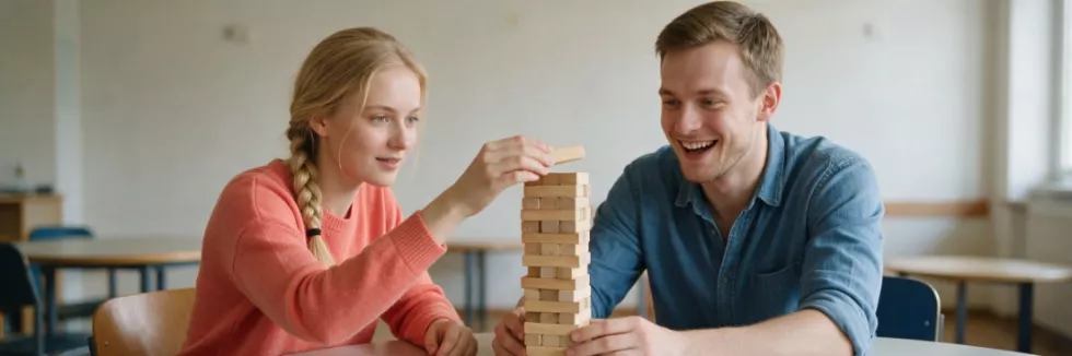 students-building-a-wooden-block-tower-as-a-team-exercise
