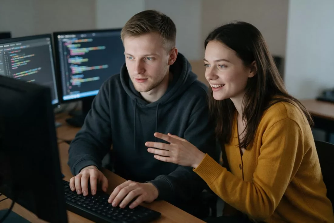 studenci-programuja-aplikacje-biznesowa-przy-komputerze