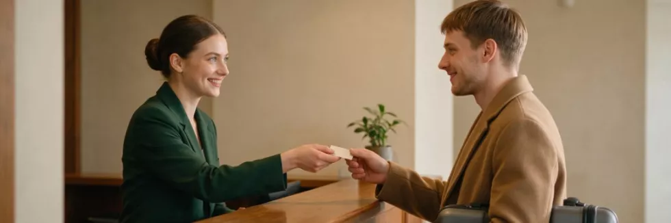 hotel-receptionist-welcoming-a-guest-at-the-front-desk